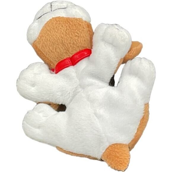 Holiday Beanie Plush Puppy Dog Santa Hat Red Ribbon Embroidered Design By PP - Picture 5 of 7